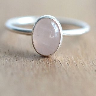                       7 Carat Natural Stone silver rose quartz  Ring for unisex by JAIPUR GEMSTONE                                              