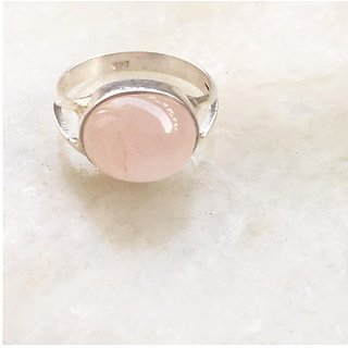                       7 Ratti rose quartz Ring With Natural Silver Ring by JAIPUR GEMSTONE                                              