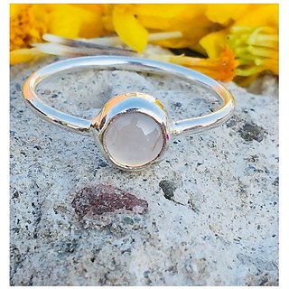                       7 ratti Ring Natural rose quartz Silver Ring by JAIPUR GEMSTONE for unisex                                              