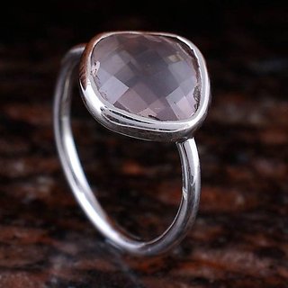                       7 Carat Classic rose quartz Silver Ring by JAIPUR GEMSTONE                                              
