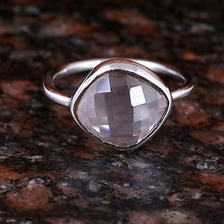                       7 Carat Lab Certified Silver rose quartz Ringfor unisex by JAIPUR GEMSTONE                                              