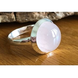                       7 Ratti rose quartz pure Silver Ring for Unisex by JAIPUR GEMSTONE                                              