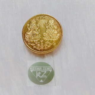                       KESAR ZEMS Golden Lord Ganesh  Goddess Laxmi Coin For Puja.(3.2 x 3.2 x 0.2 Cm, Golden)                                              