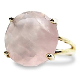                       6.25 ratti Ring Natural rose quartz Gold plated Ring by JAIPUR GEMSTONE for unisex                                              