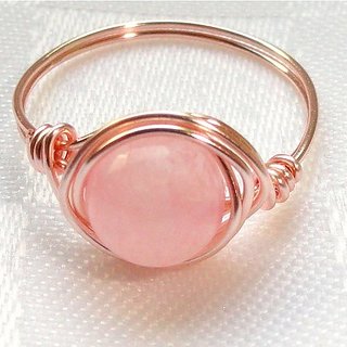                       7 Carat Stone rose quartz Gold plated Ring for unisex by JAIPUR GEMSTONE                                              