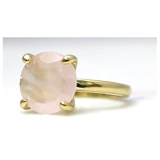                       7 ratti Stone 100% Natural rose quartz Gold plated  Ring by JAIPUR GEMSTONE                                              