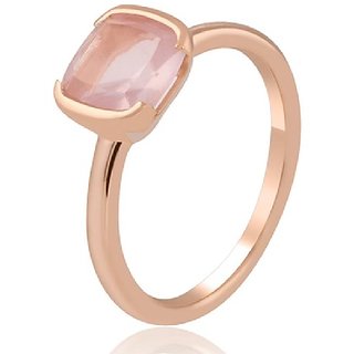                       rose quartz Ring 6.25 ratti Stone Gold plated for Men and Women by JAIPUR GEMSTONE                                              