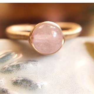                       7 ratti Natural rose quartz  Stone Unheated Lab Certified pure Gold plated Ring by JAIPUR GEMSTONE                                              