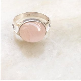                       6.5 Ratti rose quartz Ring With Natural Silver Ring by JAIPUR GEMSTONE                                              