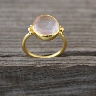                       rose quartz Stone Gold plated Ring 7 carat by JAIPUR GEMSTONE                                              