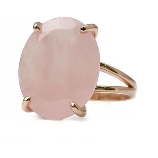                       7 Ratti rose quartz Gold plated Ring for Unisex by JAIPUR GEMSTONE                                              