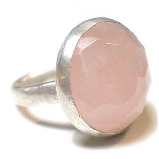                       Natural rose quartz 6.5 Carat silver Ring  by JAIPUR GEMSTONE                                              