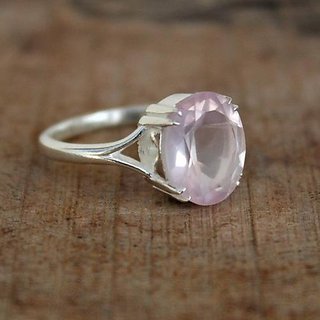                       6.5 carat rose quartz Silver Ring by JAIPUR GEMSTONE                                              