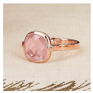                       Natural and Precious rose quartz Gemstone 7 Ratti Certified Adjustable gold plated Ring by JAIPUR GEMSTONE                                              