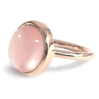                       Original Natural Certified rose quartz 6.5 Carat Adjustable gold plated Ringby JAIPUR GEMSTONE                                              