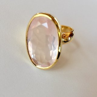                       6.5 Ratti Natural Certified rose quartz Gemstone Panchdhatu gold plated Ring by JAIPUR GEMSTONE                                              