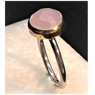                       100% Natural 7.25 carat rose quartz Silver Ring for unisex by JAIPUR GEMSTONE                                              