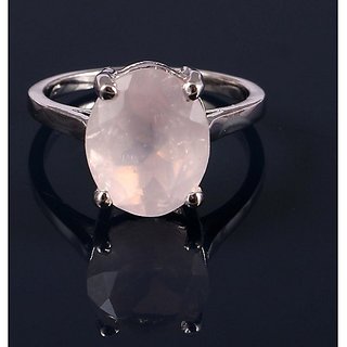                       Natural Lab Certified 7.5 carat 100% Original rose quartz Silver Ring for unisex by JAIPUR GEMSTONE                                              