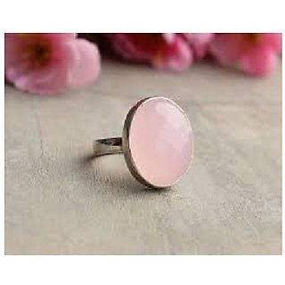                       7.5 Ratti rose quartz Ring with Natural Silver rose quartz  Stone by JAIPUR GEMSTONE                                              