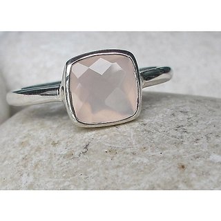                       7.5 Ratti rose quartz Ring with Natural Silver rose quartz  Stone by JAIPUR GEMSTONE                                              