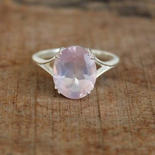                       100% Original rose quartz Unheated 7.5 Ratti rose quartz /Silver Ring by JAIPUR GEMSTONE                                              