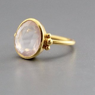7.5 carat only rose quartz Ring with Natural rose quartz  & Lab Certified Gold plated by JAIPUR GEMSTONE