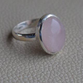                       100% Natural 7.5 carat rose quartz  silver Ring by JAIPUR GEMSTONE                                              