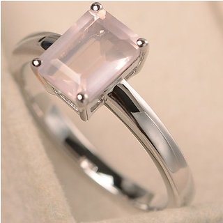                       7.5 ratti Natural Lab certified Stone silver rose quartz  Ring by JAIPUR GEMSTONE                                              