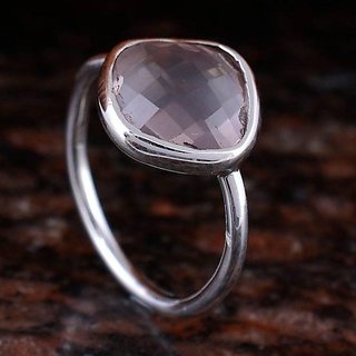                       7.5 Carat Classic rose quartz Silver Ring by JAIPUR GEMSTONE                                              