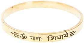 KESAR ZEMS Gold Plated OM NAMAH SHIVAY Kada For Unisex (Size3 Inche) Golden.