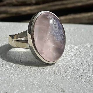                       8 carat pure  rose quartz  Silver Ring by JAIPUR GEMSTONE                                              