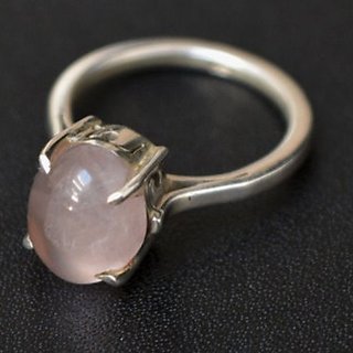                       8 Ratti Silver rose quartz Stone Ring by JAIPUR GEMSTONE                                              