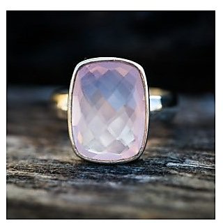                       rose quartz 8 Ratti 100% Original Gemstone Asthdhatu Silver Ring by JAIPUR GEMSTONE                                              