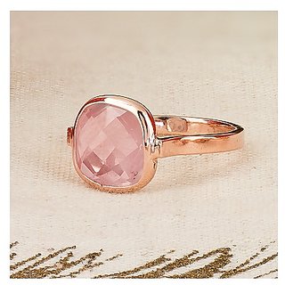                      Natural and Precious rose quartz Gemstone 8 Ratti Certified Adjustable gold plated Ring by JAIPUR GEMSTONE                                              