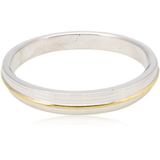                       KESAR ZEMS HEAVY Stainless Steel  Brass Golden Line Kada Bracelet 1.5 cm Thick For Men.                                              