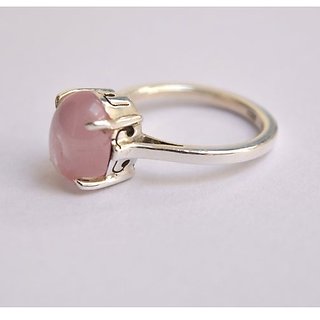                       9 Carat  rose quartz Ring with lab Report Silver rose quartz  Stone by JAIPUR GEMSTONE                                              
