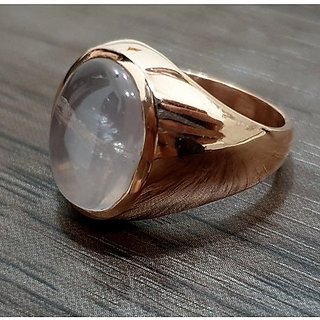                       rose quartz original & lab certified 9 ratti Gold plated Ring for astrological purpose by JAIPUR GEMSTONE                                              