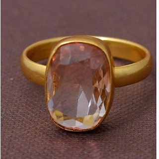                       9 carat Natural Gold plated  rose quartz  Ring for unisex by JAIPUR GEMSTONE                                              