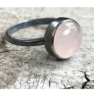 9 Carat Stone rose quartz  silver Ring for unisex by JAIPUR GEMSTONE