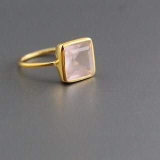                       9 Carat Lab Certified Gold plated rose quartz Ringfor unisex by JAIPUR GEMSTONE                                              