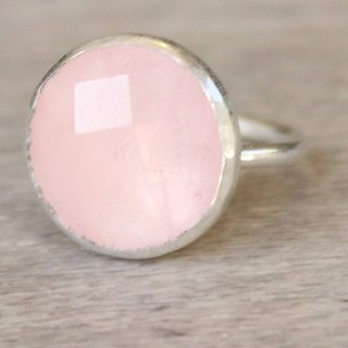                       pure  rose quartz Ring in 9.25 carat silver by JAIPUR GEMSTONE                                              