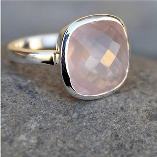                       rose quartz original & lab certified 9.25 ratti Silver Ring for astrological purpose by JAIPUR GEMSTONE                                              