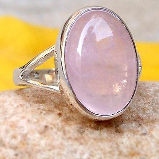                       9.5 ratti Stone 100% Natural rose quartz  silver Ring by JAIPUR GEMSTONE                                              