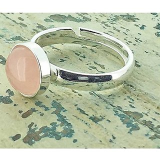                       9.5 ratti natural rose quartz  Stone pure silver Ring for unisex by JAIPUR GEMSTONE                                              