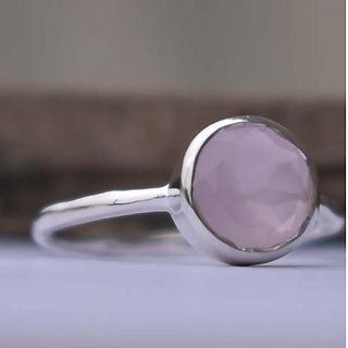                       9.5 ratti Silver rose quartz Ring for unisex by JAIPUR GEMSTONE                                              