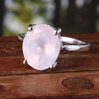                       9.5 Ratti Lab Certified Stone 100% Original rose quartz Silver Ring for unisex by JAIPUR GEMSTONE                                              