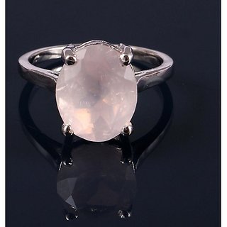                       Natural Lab Certified 9.5 carat 100% Original rose quartz Silver Ring for unisex by JAIPUR GEMSTONE                                              