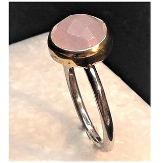                       100% Natural 9.5 carat rose quartz Silver Ring for unisex by JAIPUR GEMSTONE                                              