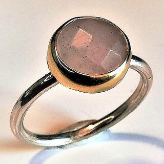                       9.5 ratti Natural rose quartz  Stone Unheated Lab Certified pure Silver Ring by JAIPUR GEMSTONE                                              