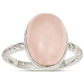                       9.5 carat only rose quartz Ring with Natural rose quartz  & Lab Certified Silver by JAIPUR GEMSTONE                                              